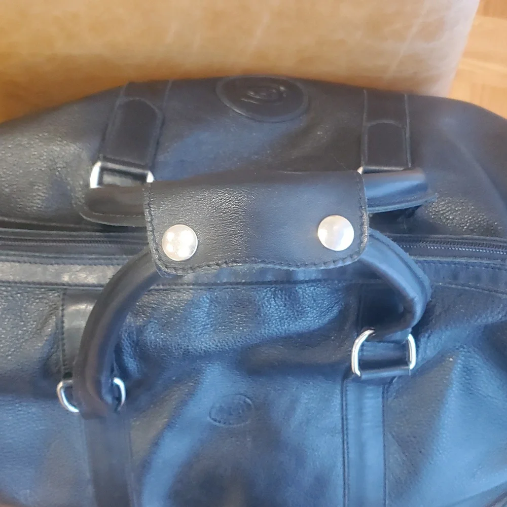 Vintage Roots Canadians Retro Duffel Pebbled Leather Travel Gym Weekender Bag - Picture 5 of 13